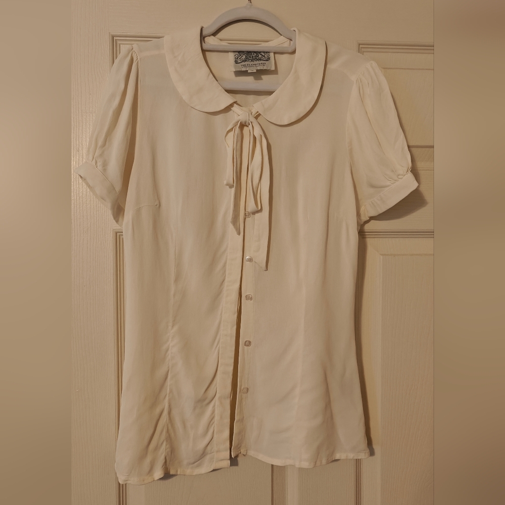 Seamstress of Bloomsbury blouse short sleeve peter pan vintage retro 1940s rayon